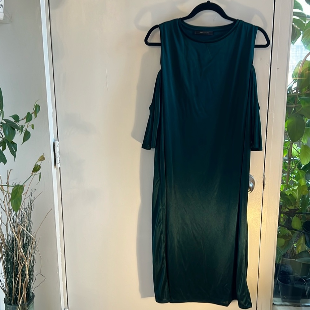 Emerald Green BCBG Max Azria dress. Tea Length. Size M/10. Shoulder cut outs.